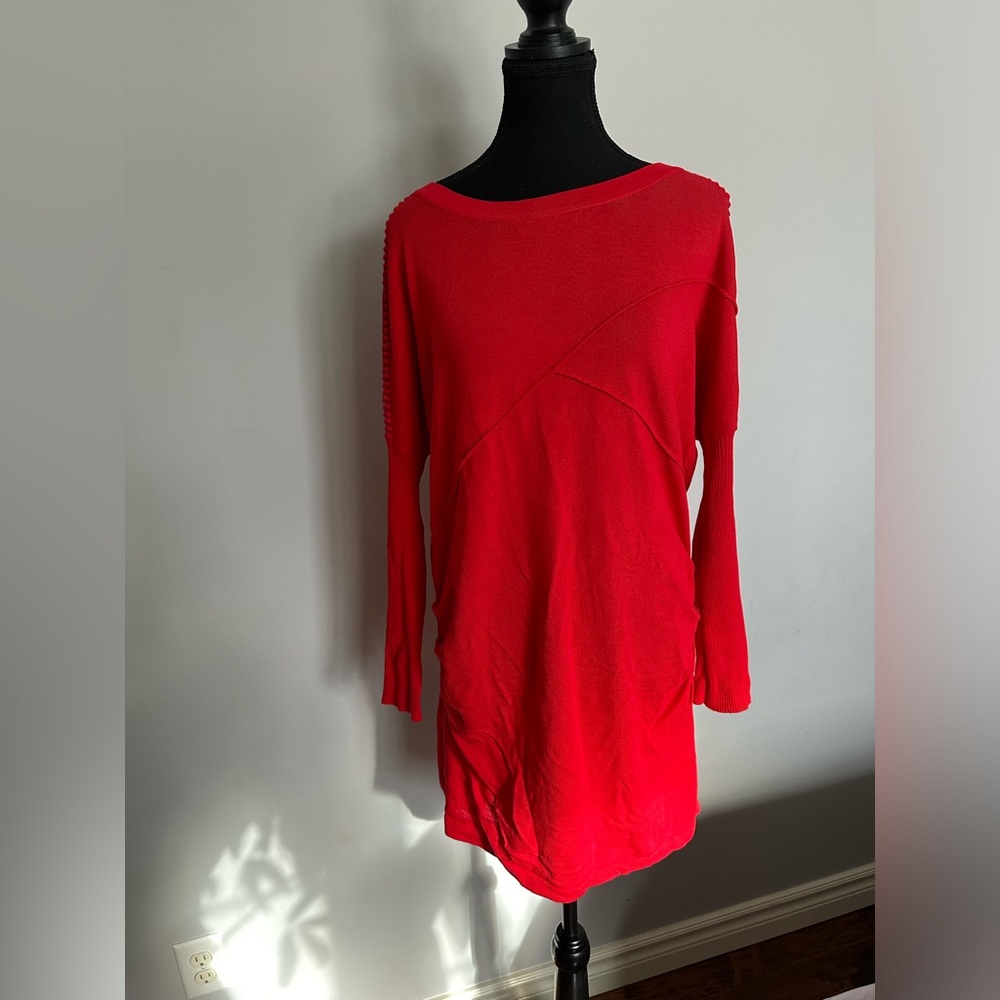 ❤️ Red Crochet Detail Knit Sweater Dress